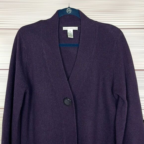 NWT Sarah Spencer Purple Cardigan Wool Angora Blend Single Button V-neck XL - Picture 6 of 11